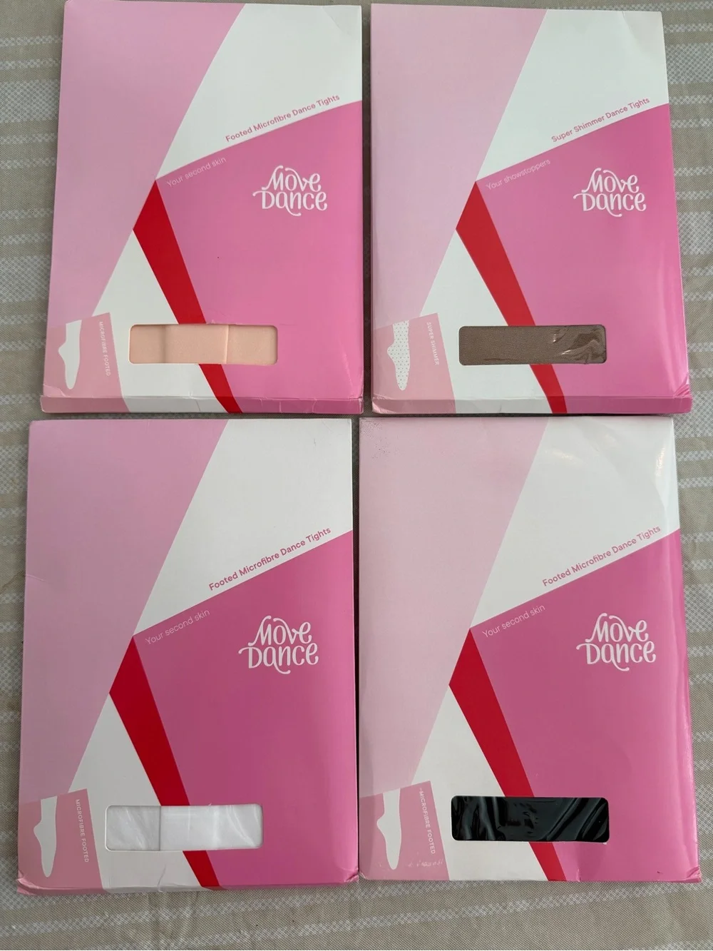 Move Dance Dance Tights Bundle 4pk L/XL Black White Pink Tan NWT
